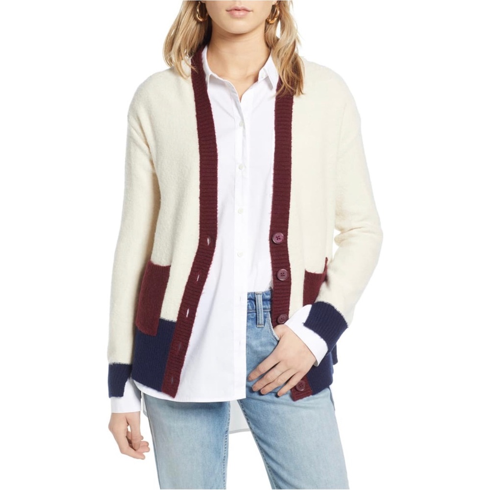 Treasure & Bond V Neck Colorblock Cardigan
